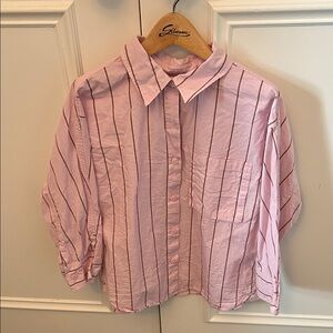 Zara kids Pink Striped Button-Up Shirt size 8